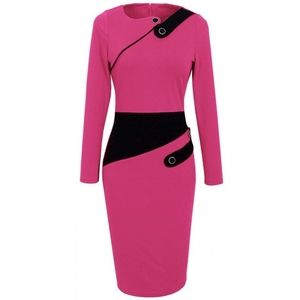 Colorblock pink pencil dress